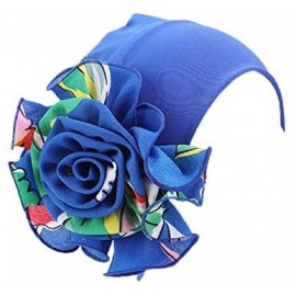 Skullies & Beanies Stretchy Patients Bandanas African Hairband - Bamboo Fiber Blue Flower Stretch Cap - C018WMNWKKN $12.86