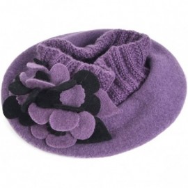 Berets Lady French Beret 100% Wool Beret Chic Beanie Winter Hat HY023 - Purple - C212NZYWYLQ $12.09