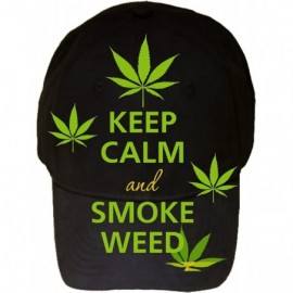 Baseball Caps Keep Calm and Smoke Weed Pot Leaf 100% Cotton Black Adjustable Cap Hat - CA11GPBNPJ3 $14.12