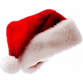 Skullies & Beanies Adult Unisex Christmas Velvet Santa hat with Premium Plush Trim - CA186DIDLL9 $20.12