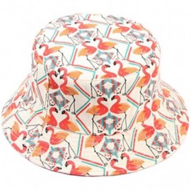 Bucket Hats Flamingo-Bucket-Hat Printed Sun-Hat Reversible with Summer Women - Beige - CO18S7NSNAA $20.00