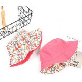 Bucket Hats Flamingo-Bucket-Hat Printed Sun-Hat Reversible with Summer Women - Beige - CO18S7NSNAA $11.50