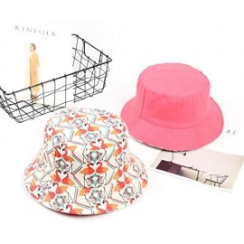 Bucket Hats Flamingo-Bucket-Hat Printed Sun-Hat Reversible with Summer Women - Beige - CO18S7NSNAA $11.50