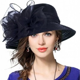 Bucket Hats Lady Derby Dress Church Cloche Hat Bow Bucket Wedding Bowler Hats - Black - CX12N8VT95Q $19.47