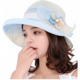 Sun Hats Women Derby Church Dress Sun Hats Wide Brim Flounce Cocktail Tea Party Bridal Dress Wedding Girls - Blue - CT18E9RE9...