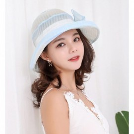 Sun Hats Women Derby Church Dress Sun Hats Wide Brim Flounce Cocktail Tea Party Bridal Dress Wedding Girls - Blue - CT18E9RE9...