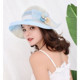 Sun Hats Women Derby Church Dress Sun Hats Wide Brim Flounce Cocktail Tea Party Bridal Dress Wedding Girls - Blue - CT18E9RE9...