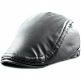 Newsboy Caps Soft Faux Leather Flat Ivy Gatsby Newsboy Driving Hat Cap - Grey - CJ128JZBO09 $9.14