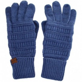 Skullies & Beanies 3pc Set Trendy Warm Chunky Soft Stretch Cable Knit Pom Pom Beanie- Scarves and Gloves Set - Metallic Dark ...