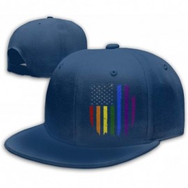 Baseball Caps Gay LGBT Pride Rainbow Flag Snapback Flat Baseball Cap Men Adjustable - Navy - CH196XNUGXG $14.59