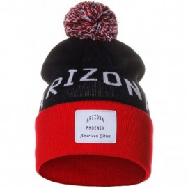 Skullies & Beanies Unisex USA Fashion Arch Cities Pom Pom Knit Hat Cap Beanie - Arizona Black Red - CY12N5RZI8M $10.47