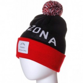 Skullies & Beanies Unisex USA Fashion Arch Cities Pom Pom Knit Hat Cap Beanie - Arizona Black Red - CY12N5RZI8M $10.47