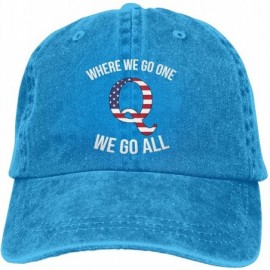 Baseball Caps Q Anon Where We Go One We Go All Vintage Washed Dyed Dad Hat Adjustable Baseball Hat - Blue - CR18QATIOE8 $20.86