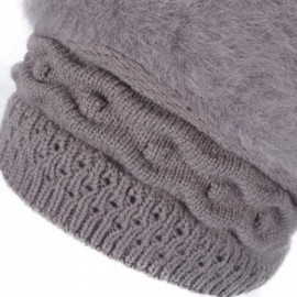 Berets Women's Solid Knit Furry French Beret - Fall Winter Fleece Lined Paris Artist Cap Beanie Hat - A-tan - CY18QI5YZQM $9.04