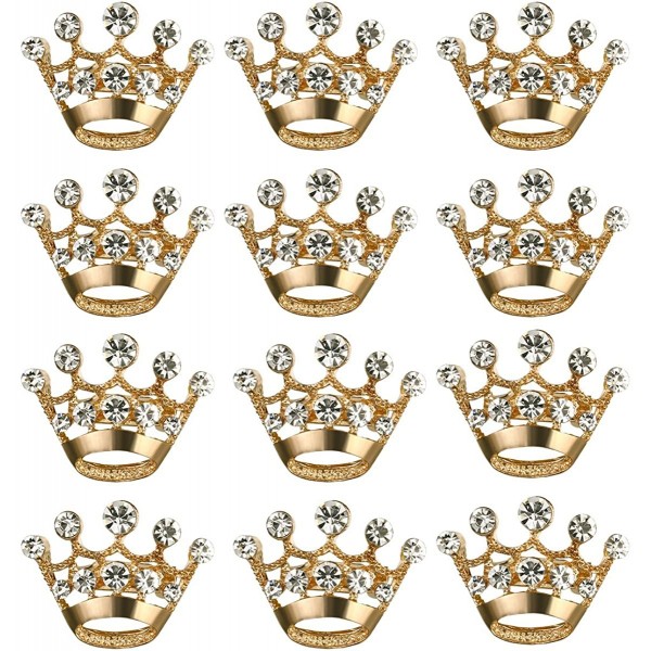 Headbands 12pcs Tiara Crown Brooch Pin Wedding Party Pageant Brooch - Golden - C212KA3RS61 $8.17