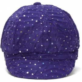 Newsboy Caps Women's Glitter Sequin Trim Newsboy Style Relaxed Fit Hat Cap - Purple - CT184ILLS6R $22.31