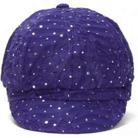 Newsboy Caps Women's Glitter Sequin Trim Newsboy Style Relaxed Fit Hat Cap - Purple - CT184ILLS6R $10.30