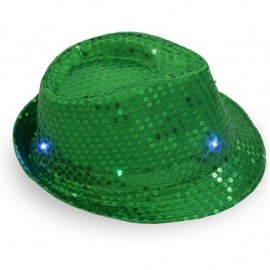 Fedoras Light Up Flashlight Fedora Hat Halloween Costume Party - Green - CL18HY52OAG $8.51