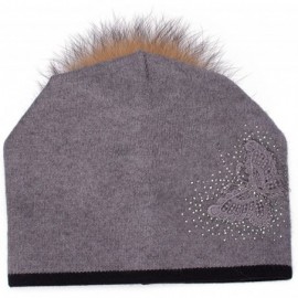 Skullies & Beanies Womens Cashmere Wool Beanie Skull Ski Cap Winter Hat Butterfly T301 - Gray - CG188AYC5AM $18.45