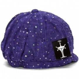 Newsboy Caps Women's Glitter Sequin Trim Newsboy Style Relaxed Fit Hat Cap - Purple - CT184ILLS6R $10.30