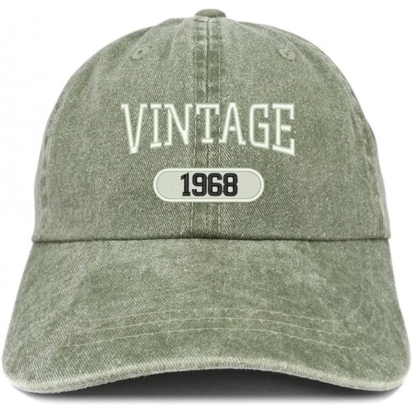 Baseball Caps Vintage 1968 Embroidered 52nd Birthday Soft Crown Washed Cotton Cap - Olive - CS180WUDWZZ $13.83