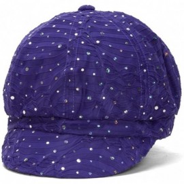 Newsboy Caps Women's Glitter Sequin Trim Newsboy Style Relaxed Fit Hat Cap - Purple - CT184ILLS6R $10.30