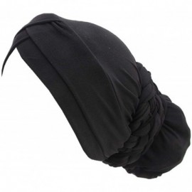 Skullies & Beanies Turban Soft Breathable Braided Durag Hair Snood Bun Hat Hair Braid - Tjm-341-1-black - CG18M2677SO $10.75