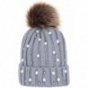 Bucket Hats Women Faux Fur Pom Pom Beanie Cap Fashion Winter Pearl Knit Ski Hat - Gray - CS18LK84GE2 $16.32