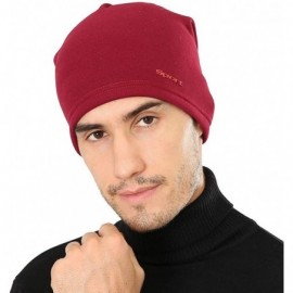 Skullies & Beanies Cotton Slouchy Beanie Hat Men Women Unisex Baggy Lightweight Hip-Hop Skull Cap - Wine Red - C818XGN9IAL $1...