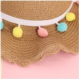 Sun Hats Girls Flower Straw Hat Large Brim Beachwear Sunhat Floral Tea Party Cap - Khaki C - CH196WT0TI5 $9.37