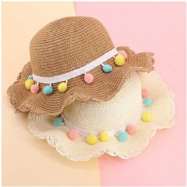 Sun Hats Girls Flower Straw Hat Large Brim Beachwear Sunhat Floral Tea Party Cap - Khaki C - CH196WT0TI5 $9.37