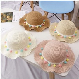 Sun Hats Girls Flower Straw Hat Large Brim Beachwear Sunhat Floral Tea Party Cap - Khaki C - CH196WT0TI5 $9.37