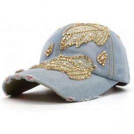 Baseball Caps Bling Women Baseball Cap Flower Snapback Rhinestone Sun Hats Adjustable Denim Jeans Hat - Yh3104 - CM1966KCYA9 ...