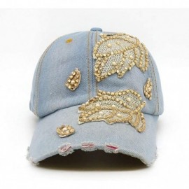 Baseball Caps Bling Women Baseball Cap Flower Snapback Rhinestone Sun Hats Adjustable Denim Jeans Hat - Yh3104 - CM1966KCYA9 ...