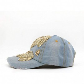 Baseball Caps Bling Women Baseball Cap Flower Snapback Rhinestone Sun Hats Adjustable Denim Jeans Hat - Yh3104 - CM1966KCYA9 ...