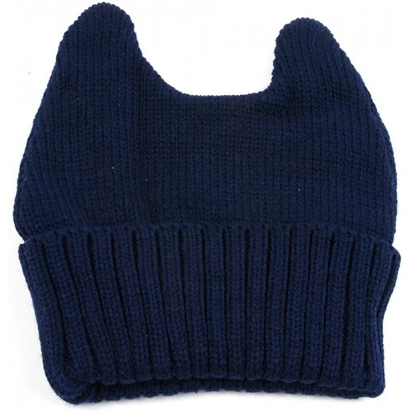 Skullies & Beanies Women Pussy Cat Beanie - Dark Blue - CU12ODADHEI $12.43