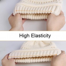 Skullies & Beanies Winter Beanie Hats for Women Cable Knit Fleece Lining Warm Hats Slouchy Thick Skull Cap - Mix Khaki - C918...