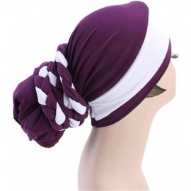 Skullies & Beanies Turban Soft Breathable Braided Durag Hair Snood Bun Hat Hair Braid - Tjm-341-1-black - CG18M2677SO $10.75