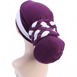Skullies & Beanies Turban Soft Breathable Braided Durag Hair Snood Bun Hat Hair Braid - Tjm-341-1-black - CG18M2677SO $10.75