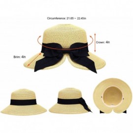 Sun Hats Women's Lightweight Foldable/Packable Beach Sun Hat w/Decorative Bow - Beige Sun Hat - CK180WXICU2 $23.51