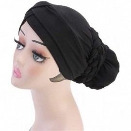 Skullies & Beanies Turban Soft Breathable Braided Durag Hair Snood Bun Hat Hair Braid - Tjm-341-1-black - CG18M2677SO $10.75