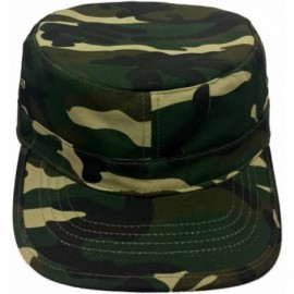 Baseball Caps Military Style Solid Blank GI Flat Top Cadet Cotton Castro Patrol Fitted Cap Hat - Camo - CH185XKD2AN $11.29