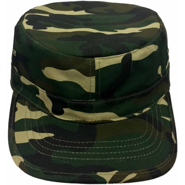 Baseball Caps Military Style Solid Blank GI Flat Top Cadet Cotton Castro Patrol Fitted Cap Hat - Camo - CH185XKD2AN $11.29