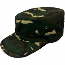 Baseball Caps Military Style Solid Blank GI Flat Top Cadet Cotton Castro Patrol Fitted Cap Hat - Camo - CH185XKD2AN $11.29