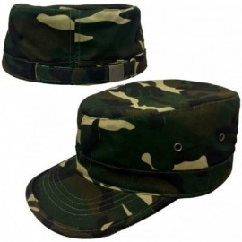 Baseball Caps Military Style Solid Blank GI Flat Top Cadet Cotton Castro Patrol Fitted Cap Hat - Camo - CH185XKD2AN $11.29