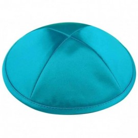 Skullies & Beanies Deluxe Satin Kippot Single or Bulk Optional Custom Imprinting for Any Event - Turquoise - C311JPYTZ87 $10.12