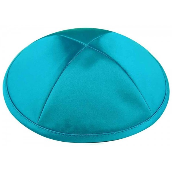 Skullies & Beanies Deluxe Satin Kippot Single or Bulk Optional Custom Imprinting for Any Event - Turquoise - C311JPYTZ87 $10.12