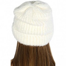 Skullies & Beanies Hand Knit Beanie Cap for Women- Soft Handmade Handknit Thick Cable Hat - Ivory 25 - C818QRW62LY $13.02