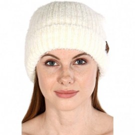 Skullies & Beanies Hand Knit Beanie Cap for Women- Soft Handmade Handknit Thick Cable Hat - Ivory 25 - C818QRW62LY $13.02