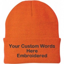 Skullies & Beanies Customize Your Beanie Personalized with Your Own Text Embroidered - Athletic Orange - CD18IR9ZI89 $17.13